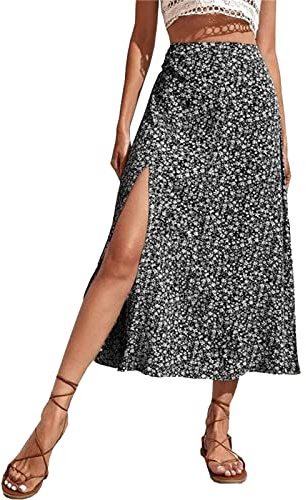 Générique Jupe Longue d'Été Bohème Femme - Robe Florale Taille Haute Chic Décontractée Portefeuille Mode