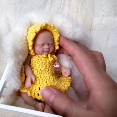 Mire & Mire 11.43 cm Miniatur-Reborn-Babypuppe Mädchen Realistisches Silikon Ganzkörper Mini Neugeborenes Handgemachtes Stressabbau-Spielzeug