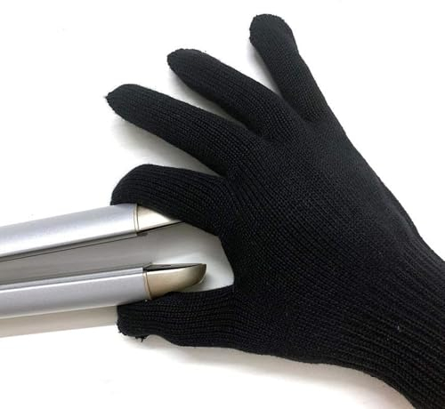 Guantes Profesionales Resistentes al Calor, Protección Contra el Calor para Rizadores (Negro, 1 Unidad)