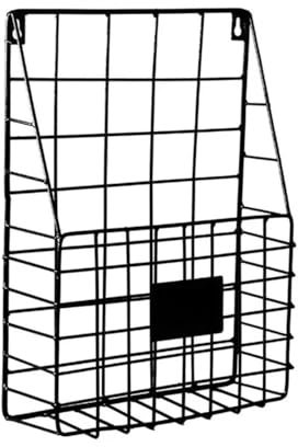 WHARGTSL Post-Organizer, Drahtkorb, Wandmontage, Zeitschriftensammler, hängendes Dokumenten-Foyer-Aufbewahrungsregal(Black)