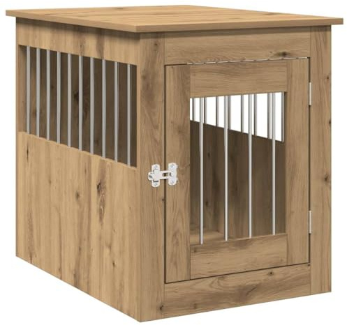 vidaXL Meuble de Cage pour Chiens chêne Artisanal 55x75x65 cm, chenil, abri pour Chien, Cage pour Animaux de Compagnie, Cage de Chien
