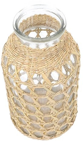 BESTOYARD Wicker Vase Glas Kreative Desktop Blume Anordnung Für Home Decor