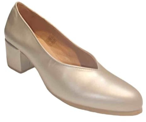 ARIADNA SÁNCHEZ Zapatos de Salón Mujer BELONA, Cómodos 24 Horas para Azafatas, Trabaio. Calzado de Piel Fabricado en España Tacón Medio (Dorado, Sistema Tallas Calzado EU, Adulto, Números, Ancho, 40)