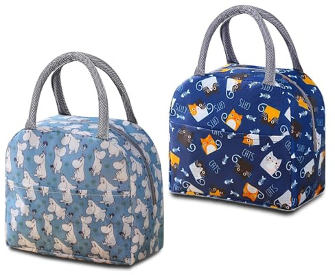 Kühltasche Kühlbox Lunchtasche Lunch Bag Lunchbag Damen Herren, 2 St. | 2 Farben, Wärmeisolierung
