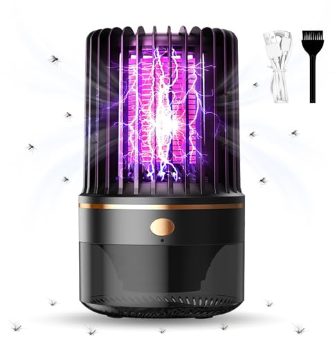 Insektenvernichter elektrisch,3 in 1 Mückenlampe,4200 V fliegenfalle elektrisch, über USB wiederaufladbarer Insektenvernichter,geeignet für Familiencamping im Garten (schwarz)