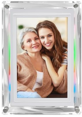 Farmazione Acrilica da 7 Pollici con Memoria da 4 GB, Diapositive, Rotazione Automatica, Luce a LED, Batteria Integrata da 2000 MAh, Ricaricabile