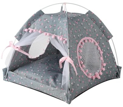 Tragbare Zusammenklappbare Hund Zelt, Katzen Zelt Outdoor katzenzelt Wasserdichtes Hundezelt， Hundebett Kuschelig Haustierbett mit Tiermatratze Weich Tierbett (qingse,50 * 50CM 15 Pfund)