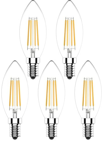 YBTOP E14 LED Light Bulbs, Small Screw Dimmable LED Bulbs, 4W (40W Equivalent), 2700K Warm White, 400Lumen, Energy Saving Edison Screw Bulbs (5)