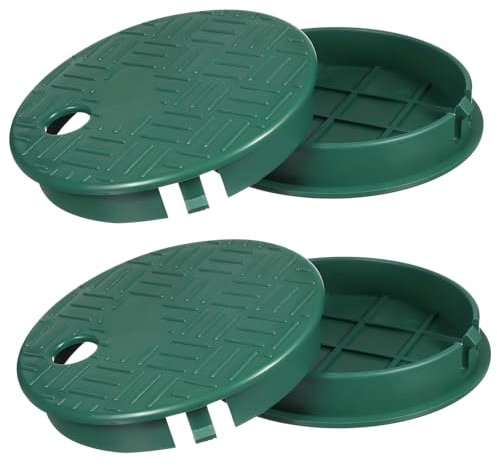 FONDOTIN Coperchio per Valvola Irrigazione in Plastico ad Alta Resistenza, Facile da Installare, Verde, per Sistema di Irrigazione da Giardino Esterno, Confezione da 4 Pezzi Rotondi