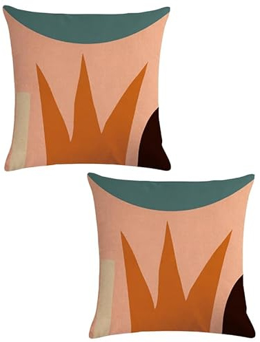 Set de 2 Funda de Cojín de Poliéster Lino Suave, 45x45 cm Decorativo Fundas de Almohada, Decorativas Sofá, Cuadradas Decorativas, para Sofá Jardín Exterior Decoración del Hogar