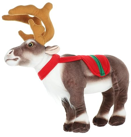 BESPORTBLE Christmas Plush Deer Stuffed Animal Toy Small 35cm Soft Reindeer Figurine Xmas Decor for Tabletop and Bookshelf Display