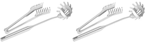 Agwuoetr Ensemble de Serveur à Spaghetti en Acier Inoxydable de 4 Pièces, Pince à Pâtes Spaghetti en Acier Inoxydable, Fourchette de Serveur à Cuillère à Pâtes