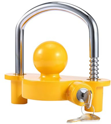 Antivol Remorque Attelée et Non Attelée Universel avec Cadenas Remorque Haute Sécurité, Acier Renforcé, Antivol Caravane Accessoires, pour Remorque Voiture, Caravane, Bateau, Camping et Transport
