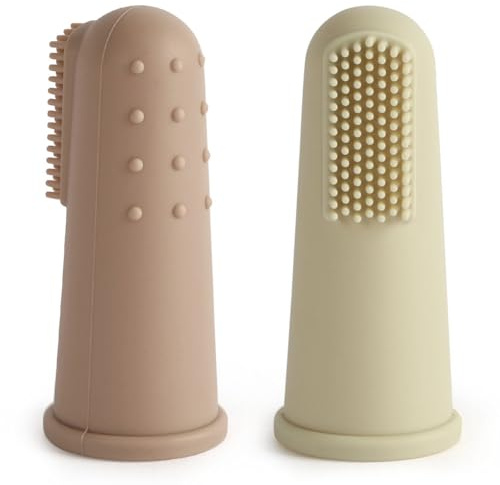 Vicloon Baby silikon fingertandborste, 2 st fingertandborste oral rengöringssats, mjuk baby spädbarn tandkött massageborste för tandsprickning och munrengöringsvård, spädbarn tandborste i 6-18 månader