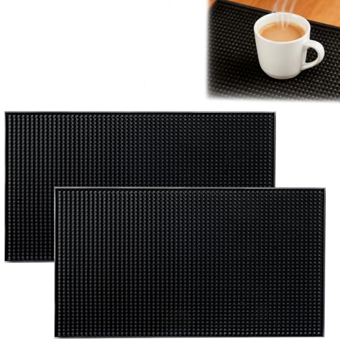 Vlecexs Lot de 2 Tapis de Service de Bar, pub, Tapis de Service en Caoutchouc antidérapant, Tapis de séchage pour Verre, comptoir, café, Whisky, Cocktail, Cuisine, Bar, Restaurant (30x20 cm)