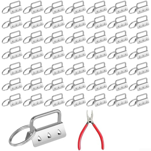 50-teiliges Druckknopf-Schlüsselanhänger-Set mit Zange zum Basteln, für Schlüsselbänder und Armbänder, mit langlebigem Eisenmaterial