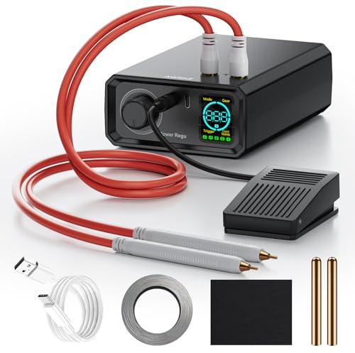 11500W Batterie Punktschweißgerät,Bedienung über Drehknopf,100 Stufen einstellbar,Fußpedalbedienung 0,1–0,25mm Punktschweißgerät mit Dual-Impulsausgang,zur Herstellung von DIY-Batteriepacks