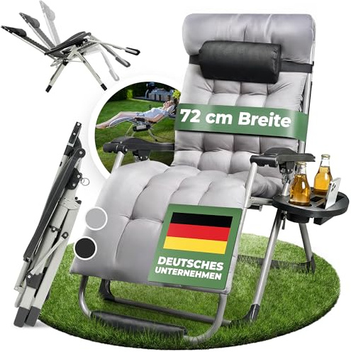 NatureLiving® Sonnenliege Liegestuhl klappbar- Robust, Faltbar & Wetterfest - Gartenliege mit Fußpolster für Garten und Balkon, Klappliege, Balkonliege, Outdoor Liege, Relaxliege, Belastbar 200kg
