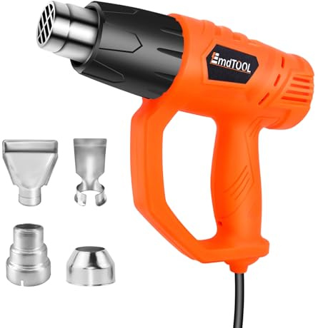 2000W Crafts Heat Gun with 4Nozzles, 300℃ & 600℃ Heat Gun Dual Temp, Overload Protection,Fast Heating, Electric Hot Air Gun for Crafting, Paint Stripping,Heat Shrink, Vinyl Wrap, Candle Making, Orange