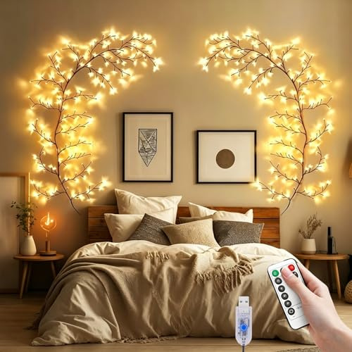 VIMAZ DIY Cherry Blossom Tree Branch Lights for Wall (144LED-Vine Light)