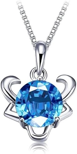 Silverhalsband,Födelsedagshalsband 925 Sterling Silver,Stor topp Zirconia Horoskop Halsband Astrologihalsband för kvinnor tjejer