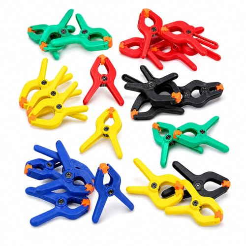 ZJXKJGS 25 Pièces Pinces à Ressort, Pinces Clips, Pinces à Ressort en Nylon, Pince a Ressort Plastique, Pour projets de bricolage, studio photo, Arrière Plan photo(5 Couleurs 2 Pouces)
