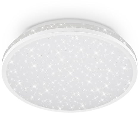 BRILONER - LED Deckenlampe mit Sternenhimmel, Neutralweißes Licht, IP44 Spritzwasserschutz, Deckenleuchte, Feuchtraumleuchte, Deckenlampe Badezimmer, Badezimmer Lampe, 28x7 cm, Weiß