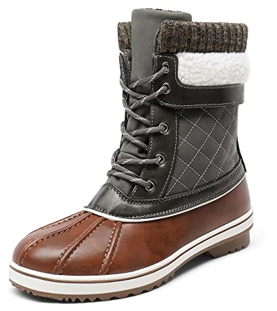 DREAM PAIRS Women's Snow Winter Boots Mid Calf Waterproof Duck Warm Outdoor Winter Boots Shoes,Size 7,Tan/Khaki,MONTE_01