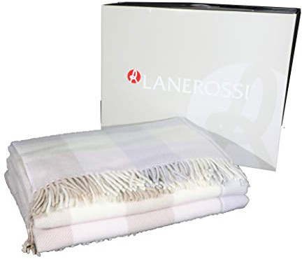 LANEROSSI Plaid Matrimoniale Pura Lana Vergine New England con Frange 210x240 cm Rosa