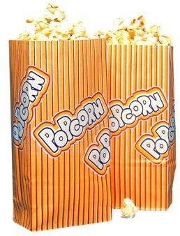 Popcorn Warmhaltetüte 75 g 1,3 Liter 10,5 x 6 x 20,5 cm, 2-lagig weiß/gelb/rot (100)
