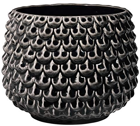 Bloomingville Pinecone Blumentopf, dekorativ, für den Innenbereich, Retro-Stil, kreativ, L (16,5 cm Durchmesser), Schwarz, Keramik