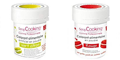 2 coloranti alimentari in polvere - rosso-verde lime