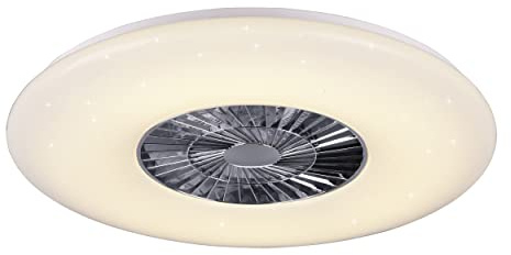 Reality Leuchten LED Deckenleuchten-Ventilator Visby R62402906, Kunststoff Chrom/Weiß matt, inkl. 60 Watt LED, Ventilator 40 Watt