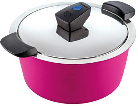 KUHN RIKON HOTPAN COMFORT Servierkasserolle 3 Liter/22 cm, induktion, Edelstahl, fuchsia, Stainless Steel