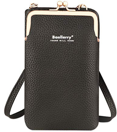 Larber Small Mobile Phone Shoulder Bag, PU Leather Purse, Women's Wallet, RFID Protection, Crossbody Shoulder Bag, Mobile Phone Case, Passport with Card Slots, Adjustable, Removable, Removable