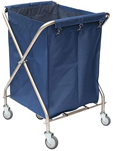 Carrito Plegable con Bolsa para Ropa, Lavandería Carro de Servicio Extraíble para Trabajo Pesado, Canasta de Lavandería con Ruedas con Cerradura, Servicio de Limpieza, Lavanderia, Hoteles, Catering