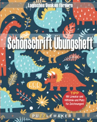 Schönschrift Übungsheft – Schreibe und zeichne deine erste Geschichte: Schreibheft für Kinder mit Lineatur und Hilfslinie sowie Raum für Zeichnungen