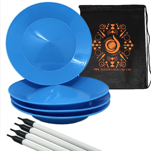 Lot de 4 assiettes et bâtons rotatifs Flexi pour enfants avec sac de transport en cascade (Bleu)