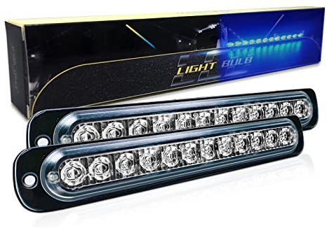 SKYWORLD Luci stroboscopiche a LED, 2pz Ultra sottile Blu 12 LED 12V 24V Lampeggiante Luci stroboscopiche di emergenza Strobo Barra Luminosa per Moto Auto Camion Truck Trailer