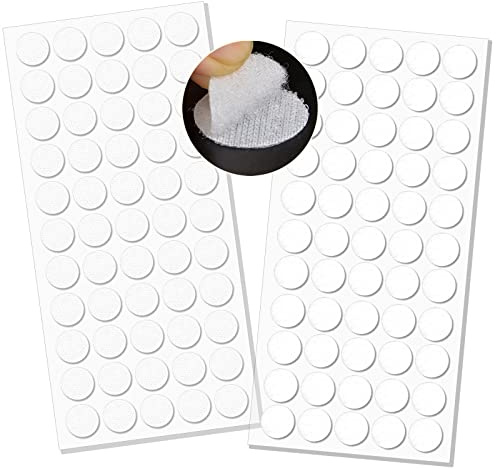 saizone Adesivo Tondo, Punti Autoadesivi Con, Diametro 20mm, 45 Coppie 90 Pezzi Gancio e Anello Nastro Puntini Auto Adesivo, per Decorazioni da Parete, Foto, Oggetti (Bianco)