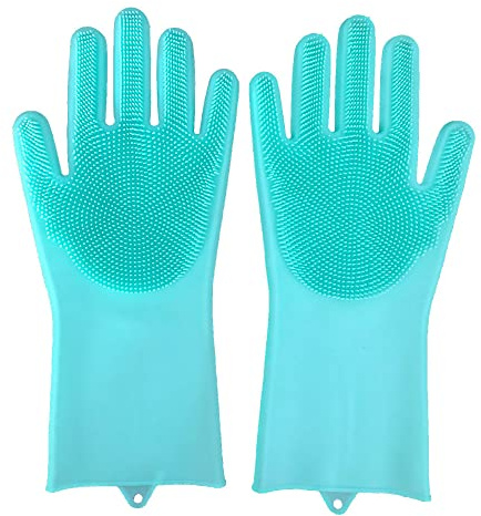 Geschirrspülschwamm-Handschuhe für die Küche, Silikon-Handschuhe, wiederverwendbare Gummi-Reinigungshandschuhe, Silikon-Geschirrspüler-Handschuh (grün)