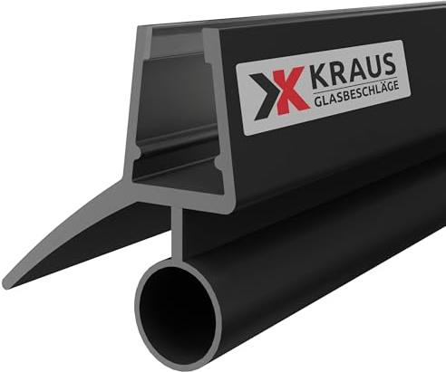 KRAUS Duschtürdichtung für 6-8mm Glas, 200cm, Schwarz, Qualitative Duschdichtung/Duschlippe als Duschdichtungen für Duschtüren, kombinierbar mit einer Schwallschutzleiste Dusche