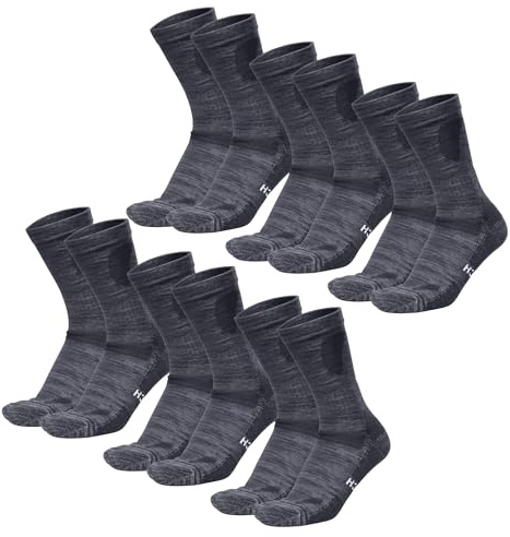 Merino.tech Merino Wool Socks for Women And Men - Merino Wool Hiking Socks Crew Style (Charcoal Grey pack of 6, Large)