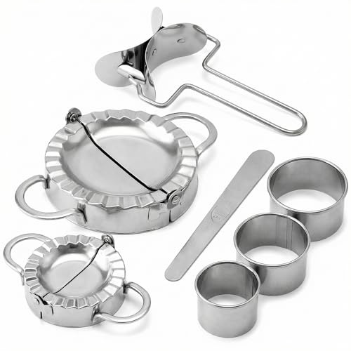 QWORK® 7 Stück ravioli former Set, Teigtaschenformer, Edelstahl ravioli maker, dumpling maker, Küchenhelfer Set