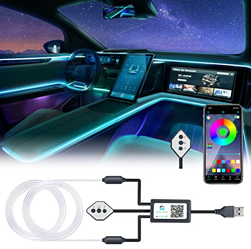 Boadw LED Innenbeleuchtung Auto 5V 5050 RGB Ambientebeleuchtung 4m, LED Strip Mit APP- Und Tastensteuerung, Innenraum Atmosphärenlicht USB-Neonlicht Musiklichtleiste Schwarzes Kabel