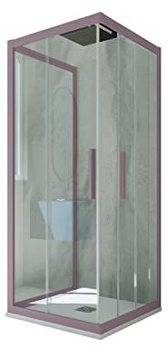 Box doccia 3 lati scorrevole 70x90x70 CM H 200 Vetro Trasparente Profilo Lavanda mod. Kolors Trio