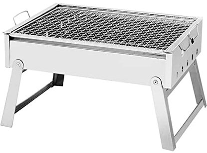 Gasgrill Tragbarer BBQ-Grill Klappbarer Edelstahl-Holzkohle-BBQ-Grill Kochen im Freien Camping-Picknick-Werkzeuge