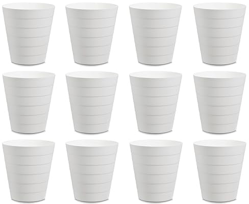 Basera Papierkorb Mülleimer 13,5 Liter Fassungsvermögen, 12er Set (weiß) | 29 x 29 x 30 cm, Kunststoff, Rund, Für Büro, Bad, Jugendzimmer & Kinderzimmer