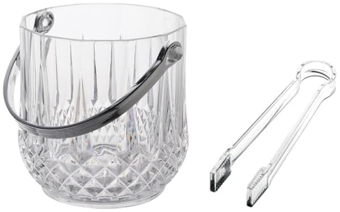 TOVINANNA Secchiello per Il Ghiaccio in con Manico Secchiello in Trasparente con Pinze in Acciaio Inossidabile 5 * 4. Kit da 7 Bicchieri da Vino in Spesso di Alta qualità