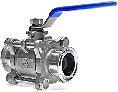 3-Wege-Kugelhahn, Anschlussrohr Kugelhahn, 1 Stück 1/4 Zoll, 1/2 Zoll, 3/4 Zoll, 1 Zoll Edelstahl 304 Sanitär-Kugelhahn, 3 dreiteilige 1,5 Zoll 50,5 mm Tri-Clamp-Ferrule-Typ for Homebrew-Tagebuch (Grö